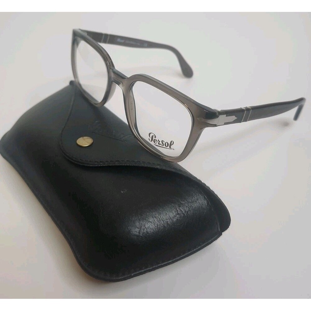 Persol 0PO 3263V 1103 Gray/Clear Round Men's Eyeglasses 50-21-145 w/ Case